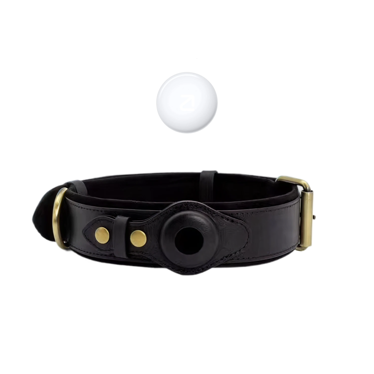 Luxury Leather Dog Collar with AirTag (GPS Tracker for Dogs)