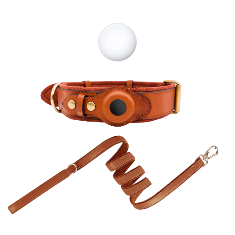 Luxury Leather Dog Collar with AirTag (GPS Tracker for Dogs)