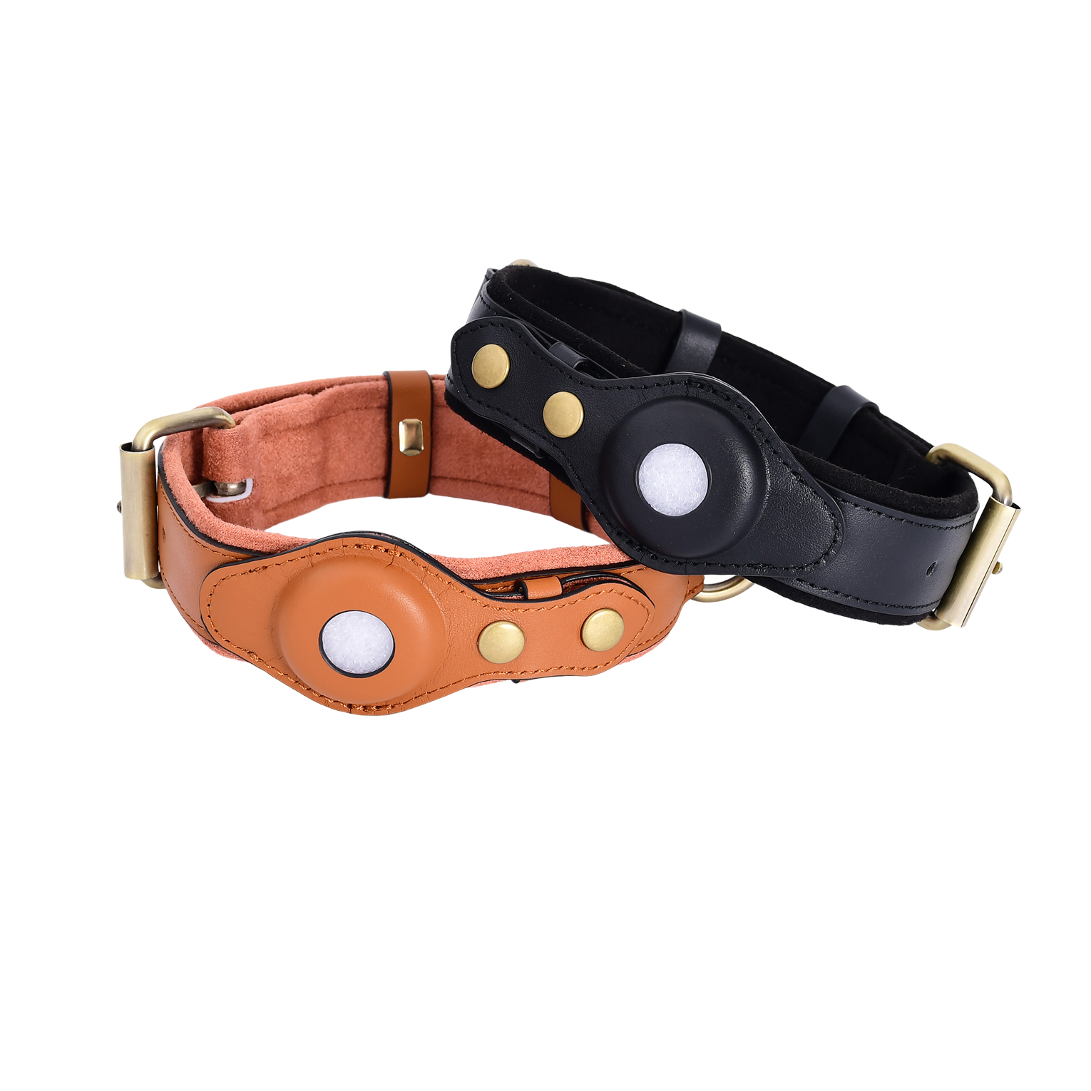 Luxury Leather Dog Collar with AirTag (GPS Tracker for Dogs)